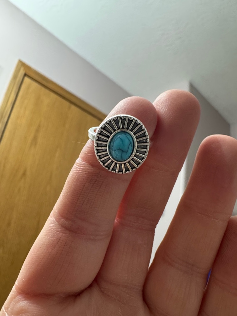 Turquoise Oval Sunburst Ring - Women Jewelry - Picture 3 of 4